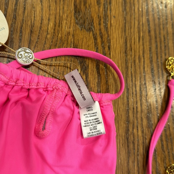 NWT Lulifama bikini top triangle top small shock pink - Picture 6 of 7